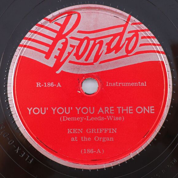 Ken Griffin - You Are The One / Five Foot Two 1949 10" 78 rpm Record Rondo R-186 - Picture 1 of 16
